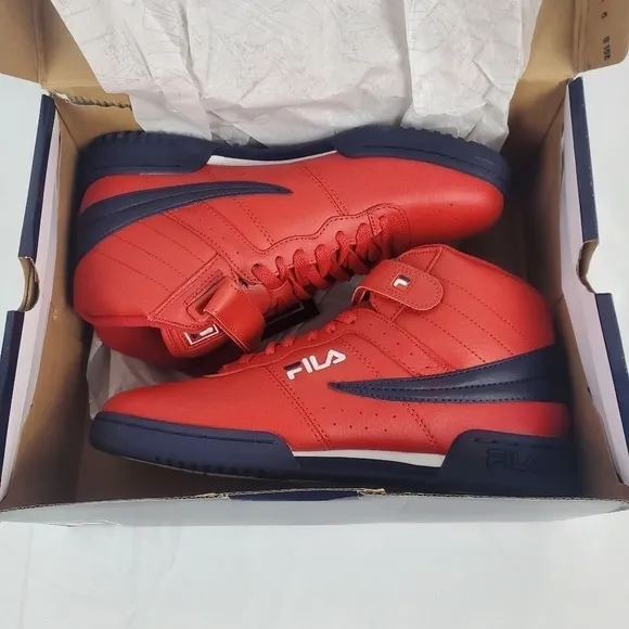 New In Box FILA F-13V Mens Fashion Sneakers Fila Red/Fila Navy/White Choose Size