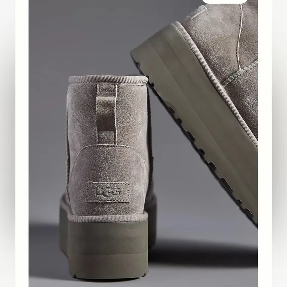 NEW IN BOX! UGG CLASSIC MINI ULTRA PLATFORM BOOTS SMOKE PLUME Size 9 Gray NWT!
