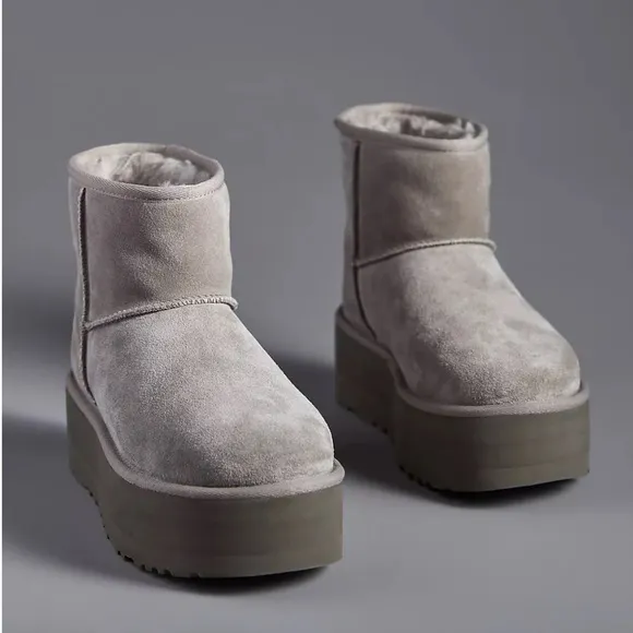 NEW IN BOX! UGG CLASSIC MINI ULTRA PLATFORM BOOTS SMOKE PLUME Size 9 Gray NWT!