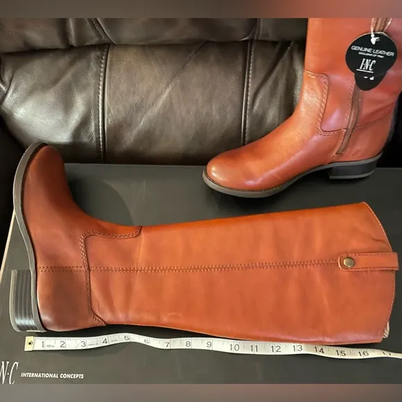 New INC Fawne Leather Boots Size 5 Retail $189