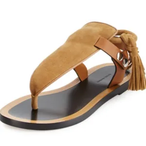 NEW Isabel Marant Camel Jemma Flat Suede Fringe Sandals