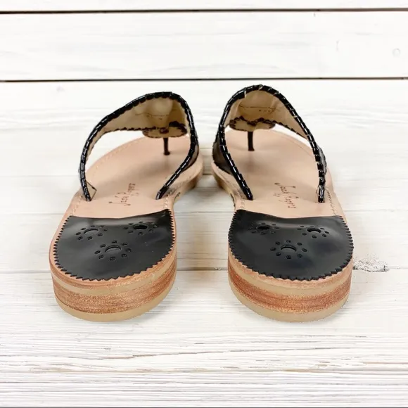 NEW Jack Rogers Hamptons Black Flat Sandals 10