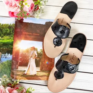 NEW Jack Rogers Hamptons Black Flat Sandals 10