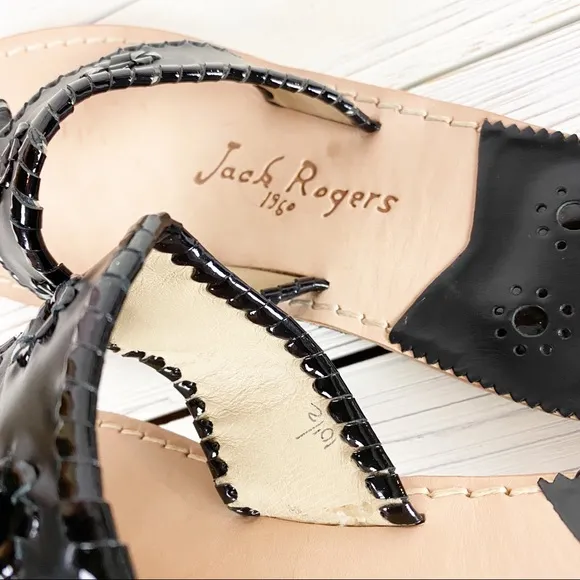 NEW Jack Rogers Hamptons Black Flat Sandals 10