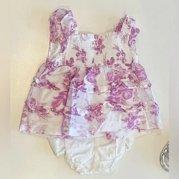 *NEW* - Janie and Jack Outift - Dress, Bloomers, Sandals, Bow - Size 6-12 Months