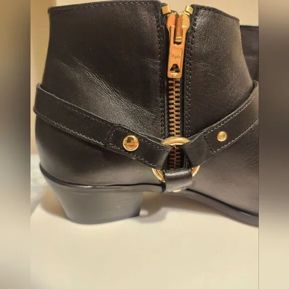New J. Crew &quot;Remi&quot; Black Leather w/Harness Ankle Boots sz.7.5 Ret.$268