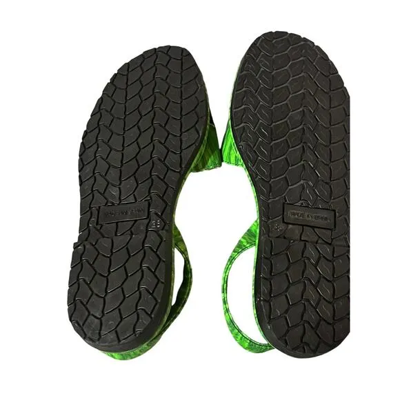 NEW Jeffrey Campbell Sandals Groundhog Prairie Dog •38/7• Green Fabric Shoes