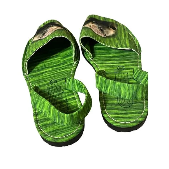 NEW Jeffrey Campbell Sandals Groundhog Prairie Dog •38/7• Green Fabric Shoes