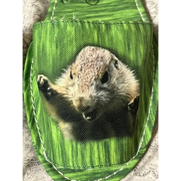 NEW Jeffrey Campbell Sandals Groundhog Prairie Dog •38/7• Green Fabric Shoes