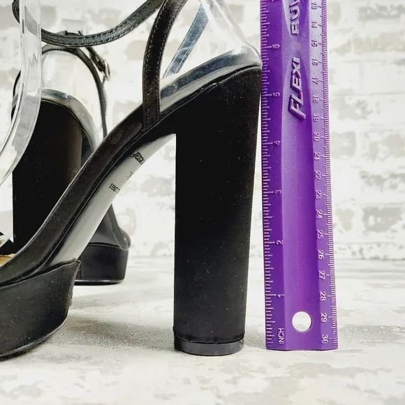 NEW Jessica Rich Black Ankle Strap Buckle Platform High Heeled Sandals W743
