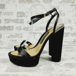 NEW Jessica Rich Black Ankle Strap Buckle Platform High Heeled Sandals W743