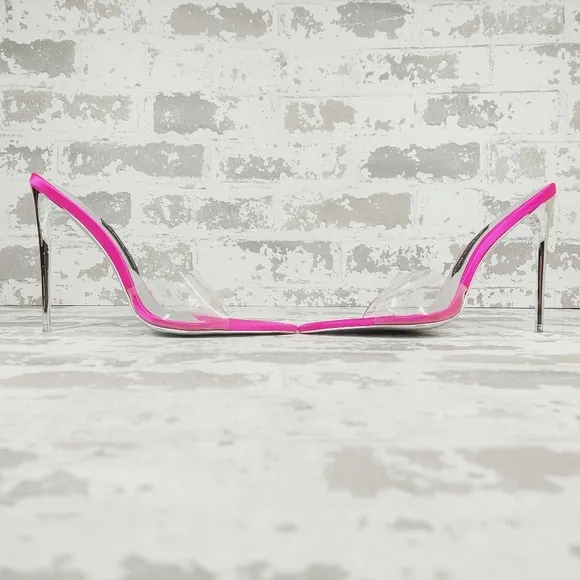 NEW Jessica Rich Pink Clear Strap Pointed Toe Classy Pump Heeled Sandals i793