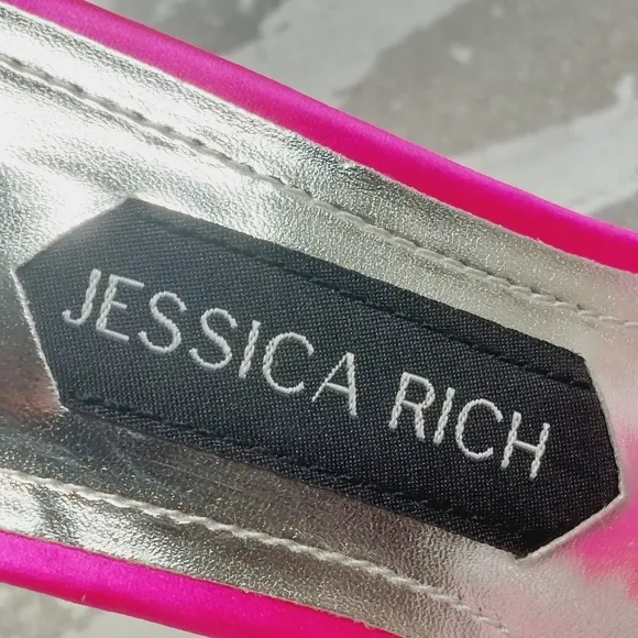 NEW Jessica Rich Pink Clear Strap Pointed Toe Classy Pump Heeled Sandals i793