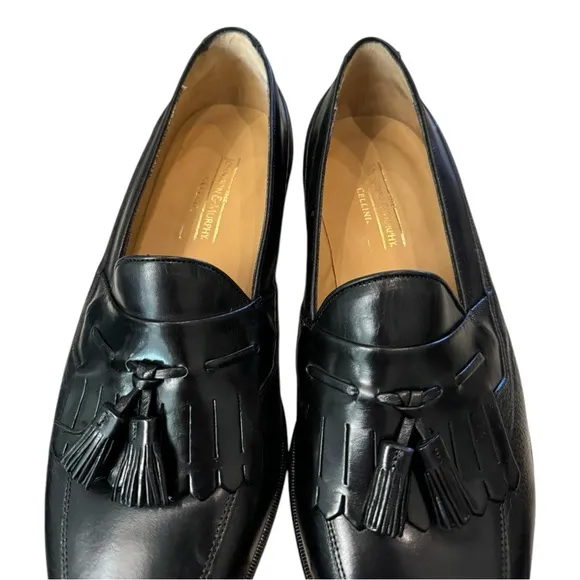 New Johnston &amp; Murphy Cellini Men's Detente Black Loafers Dress Shoes 12  12W