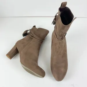 NEW Journee Collection Zuri Ankle Boots Brown Womens 8.5 Heeled Faux Suede
