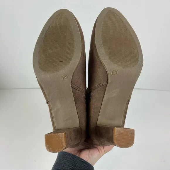 NEW Journee Collection Zuri Ankle Boots Brown Womens 8.5 Heeled Faux Suede