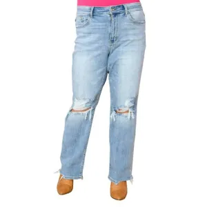 NEW JUDY BLUE high rise 90's straight jeans in light wash