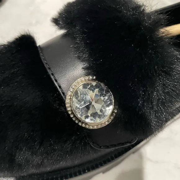New! Kate Spade Posh Winter Fur Loafers in Black Sz 8.5‎ $278
