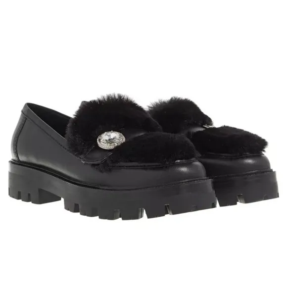 New! Kate Spade Posh Winter Fur Loafers in Black Sz 8.5‎ $278