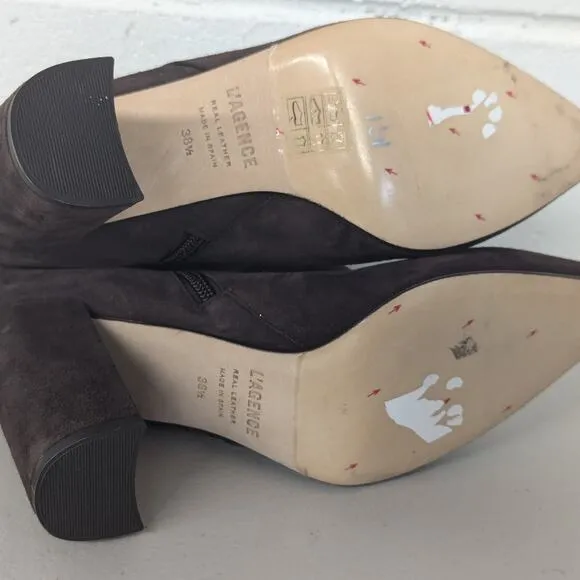 NEW L'AGENCE Theodora II Suede ankle brown Boots pointed-toes sz 38.5