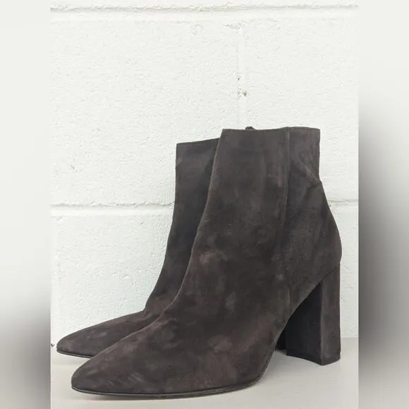 NEW L'AGENCE Theodora II Suede ankle brown Boots pointed-toes sz 38.5