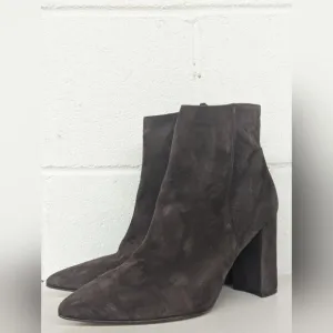 NEW L'AGENCE Theodora II Suede ankle brown Boots pointed-toes sz 38.5