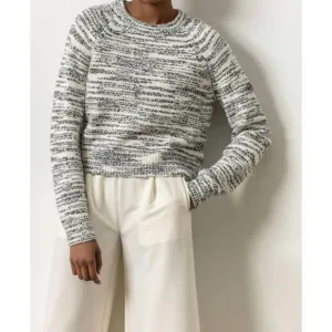 NEW LILLA P ribbed neck raglan sweater in black space dye