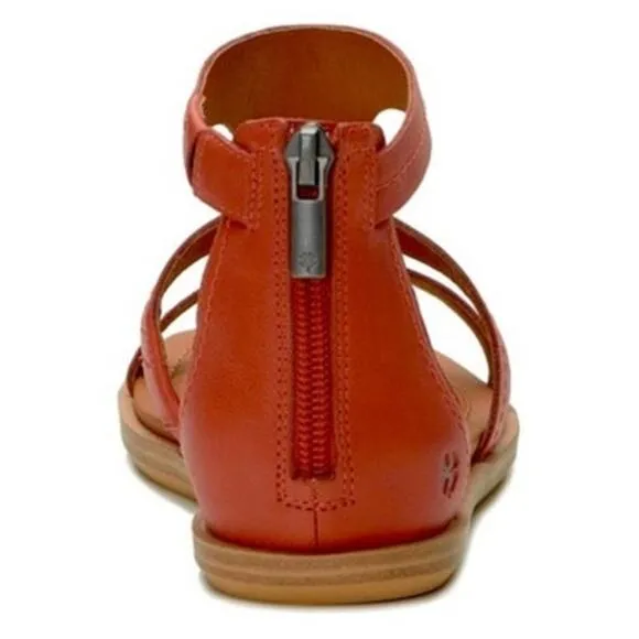 NEW Lucky Brand Nayda Caged Sandals Women's Size 8.5 M Flat Cognac Zip Spice
