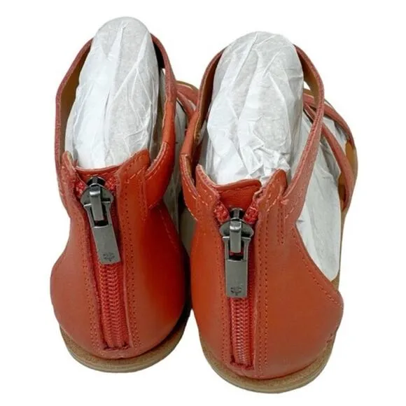 NEW Lucky Brand Nayda Caged Sandals Women's Size 8.5 M Flat Cognac Zip Spice