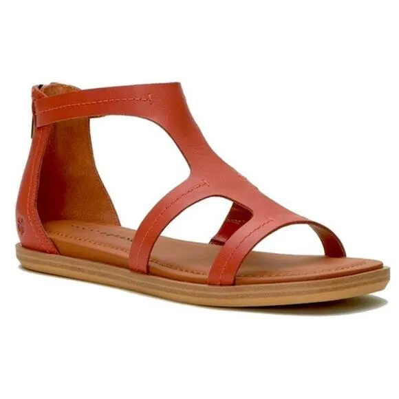 NEW Lucky Brand Nayda Caged Sandals Women's Size 8.5 M Flat Cognac Zip Spice
