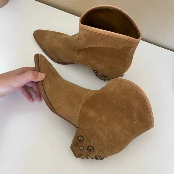 NEW Marc Fisher genuine suede leather boots studded metal
