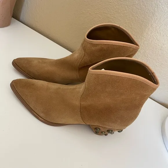 NEW Marc Fisher genuine suede leather boots studded metal