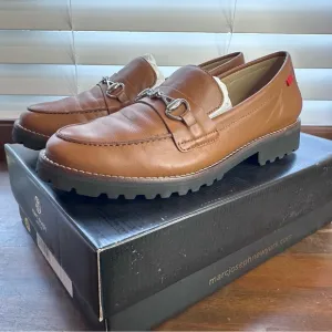 NEW Marc Joseph US 9 Nancy Ln Cognac Brown Leather Loafers Horsebit Buckle