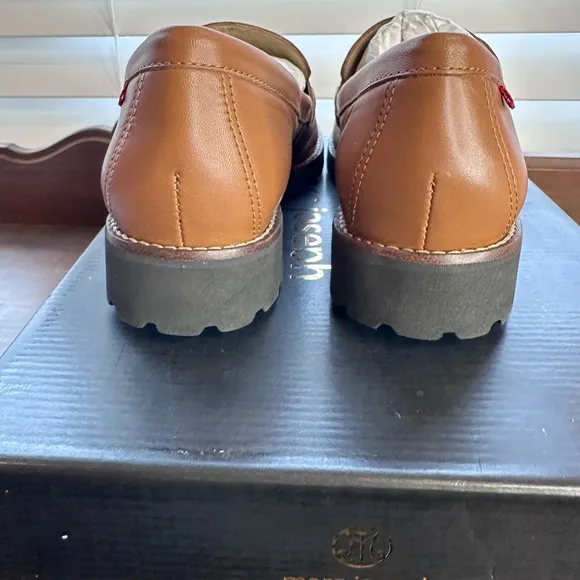 NEW Marc Joseph US 9 Nancy Ln Cognac Brown Leather Loafers Horsebit Buckle
