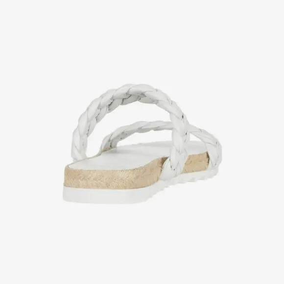 New Marc Fisher LTD Jaimee white flip flop leather sandals braid size 7