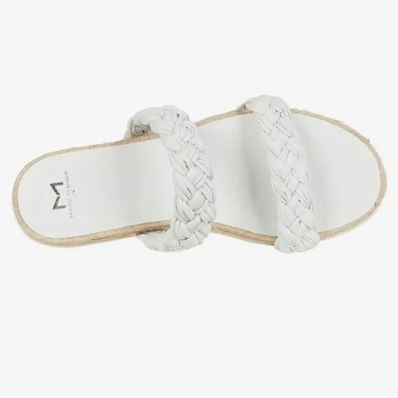 New Marc Fisher LTD Jaimee white flip flop leather sandals braid size 7
