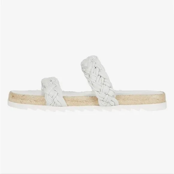 New Marc Fisher LTD Jaimee white flip flop leather sandals braid size 7
