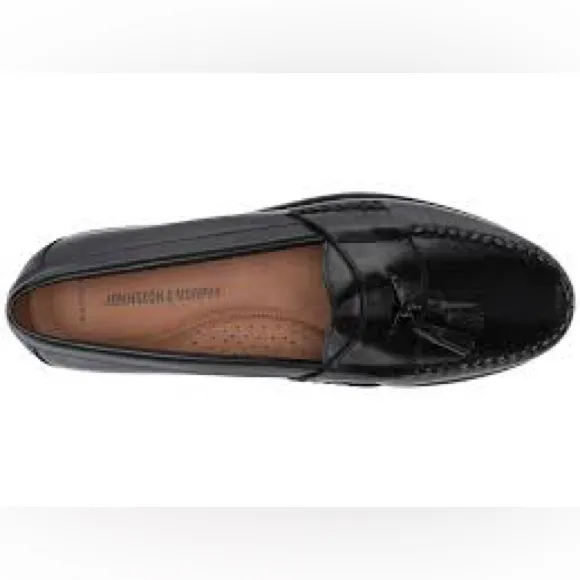 NEW!! Men’s Johnston &amp; Murphy Hayes Tassel Loafers Black Leather Size 9.5W
