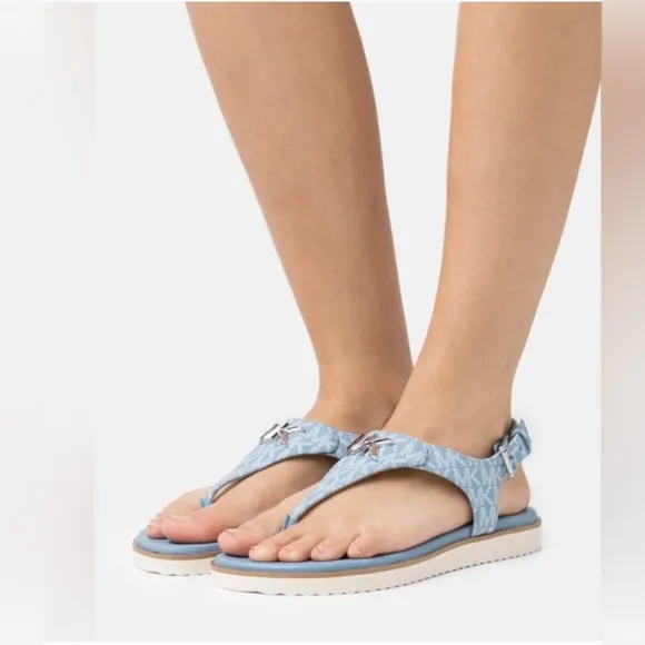 New! Michael kors jilly flat sandals, Chambray Size 9.5 (Authentic)