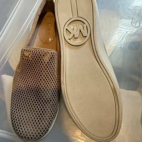 New MK Keaton rose gold slip on fashion sneakers
