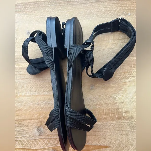 New New Rebecca Allen Citrine Black The Flat TwoStrap Sandals Size 6