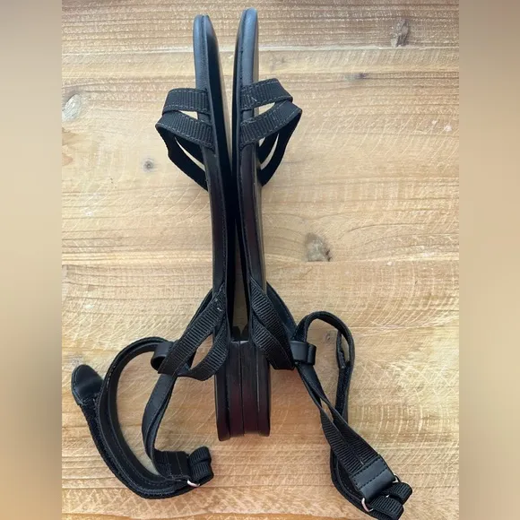 New New Rebecca Allen Citrine Black The Flat TwoStrap Sandals Size 6