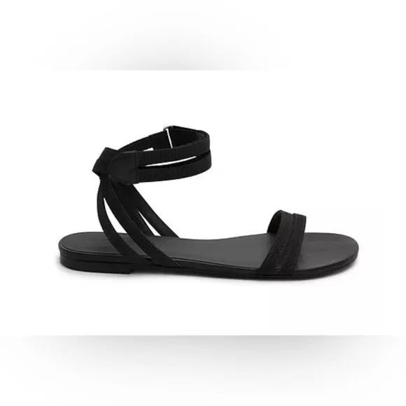 New New Rebecca Allen Citrine Black The Flat TwoStrap Sandals Size 6