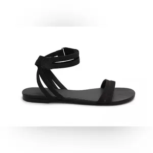 New New Rebecca Allen Citrine Black The Flat TwoStrap Sandals Size 6