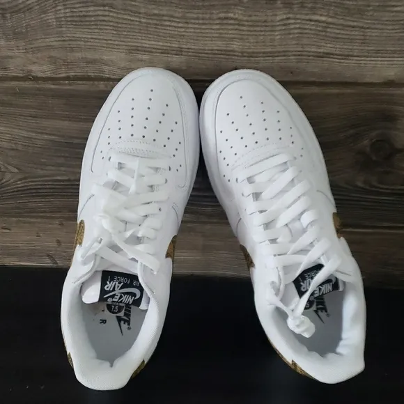 New Nike Air Force 1 White with Snake Print Swoosh