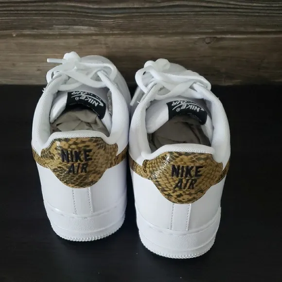 New Nike Air Force 1 White with Snake Print Swoosh