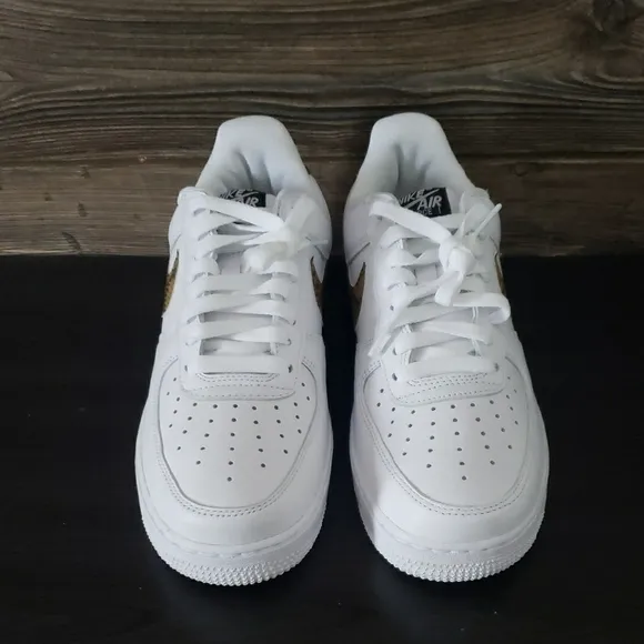 New Nike Air Force 1 White with Snake Print Swoosh