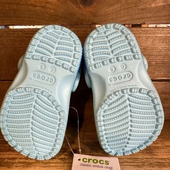 New‎ NWT Little Kids Crocs Classic Ombre Blue Sandals Clogs Shoes Size 5 C