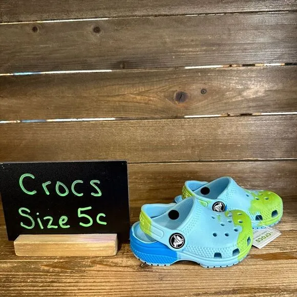 New‎ NWT Little Kids Crocs Classic Ombre Blue Sandals Clogs Shoes Size 5 C