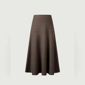 NEW OGL CashSoft Wool-like Flared Maxi Skirt in Heather Brown Women’s XL Elegant